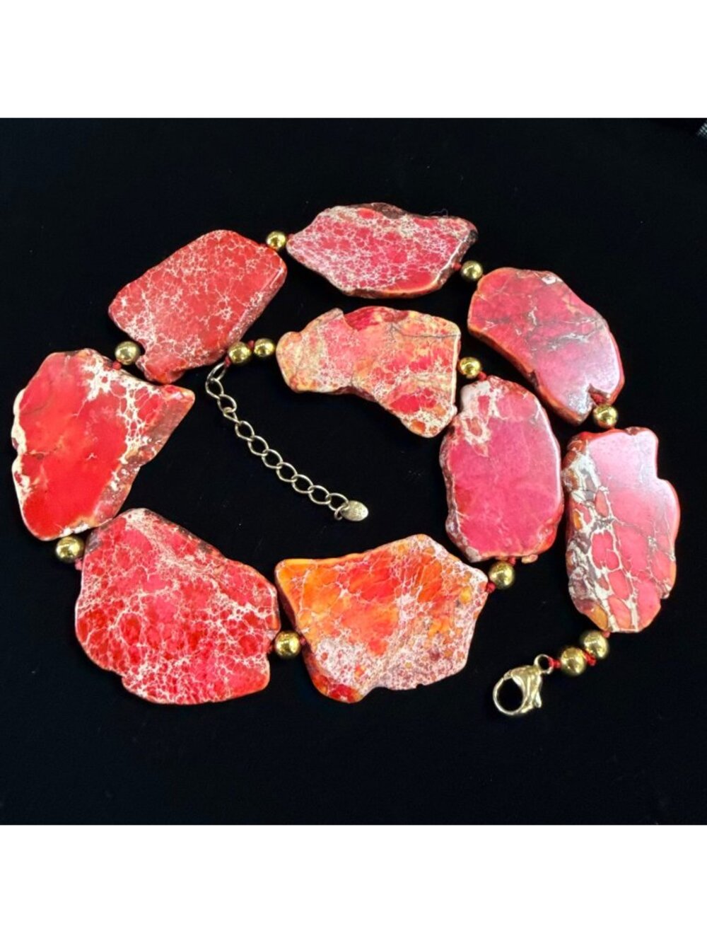 VTG Lucas Lameth Chunky Red Sea Sediment Jasper Slab Statement Necklace – LUC925